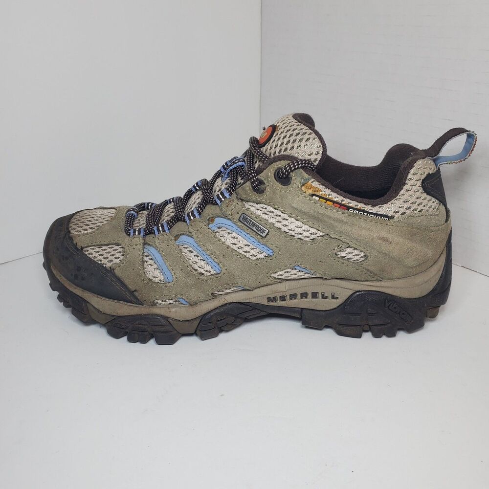 Merrell Moab Waterproof Hiking Shoes Womens 6 Dusty Olive Suede Low Top J88796